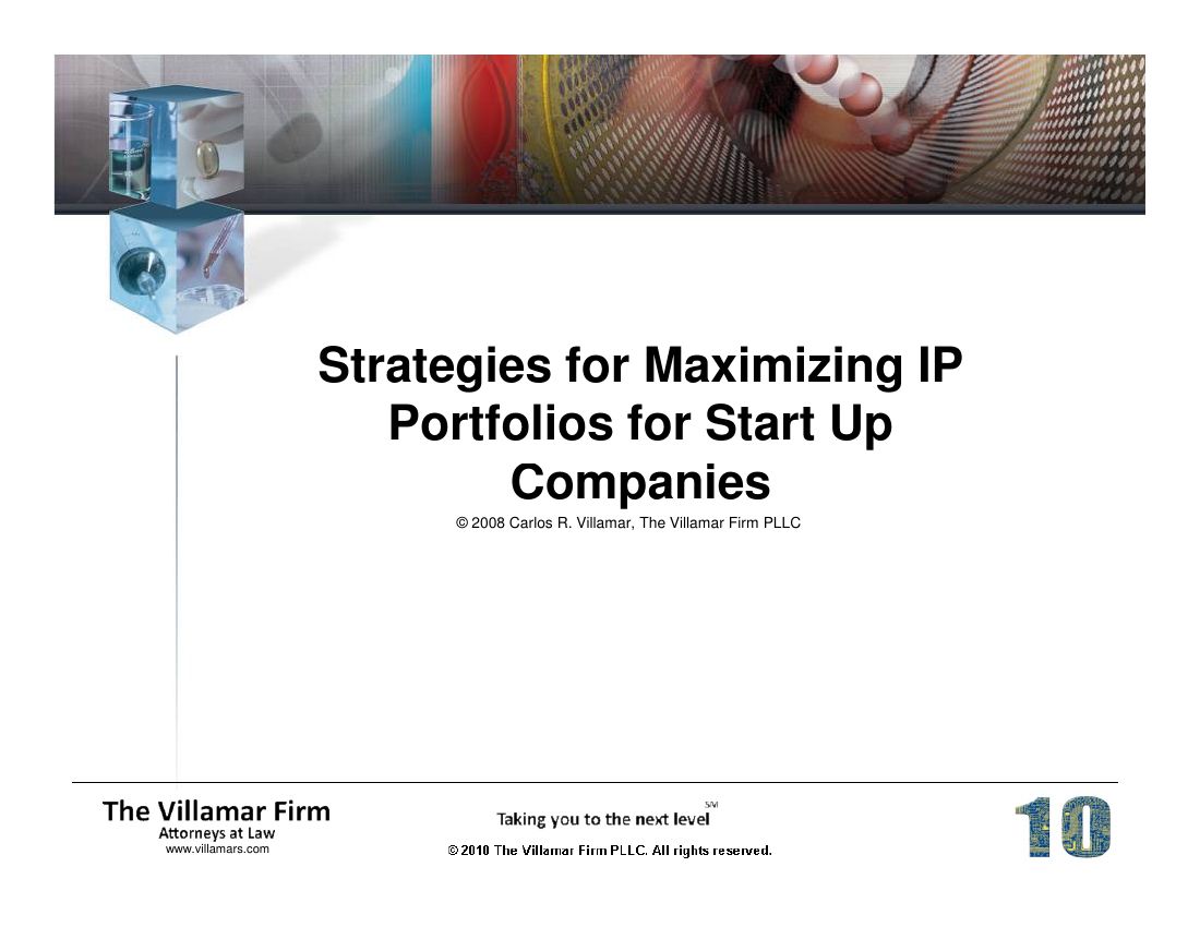 First slide of: Villamar, "Strategies for Maximizing IP Portfolios for Start Ups," Online Distribution