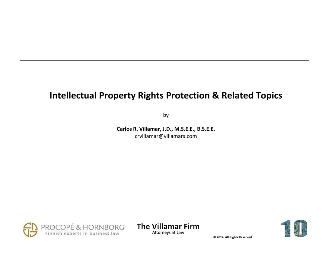 First slide of: Intellectual Property Rights Protection & Related Topics